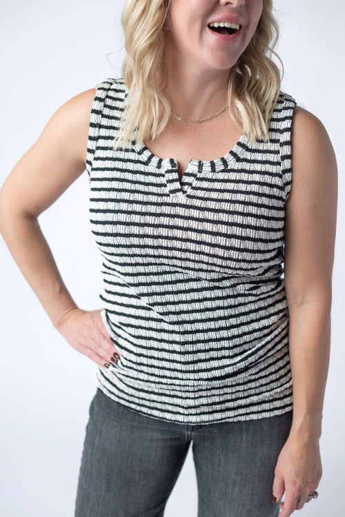 Stella Striped Tank - Black