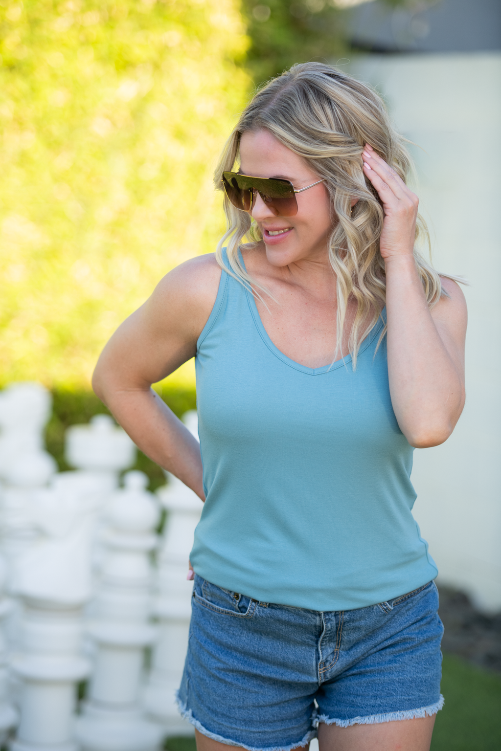 Kennedy Tank - Dusty Blue