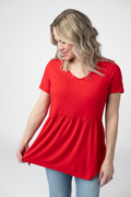 Sarah Ruffle Short Sleeve - Red
