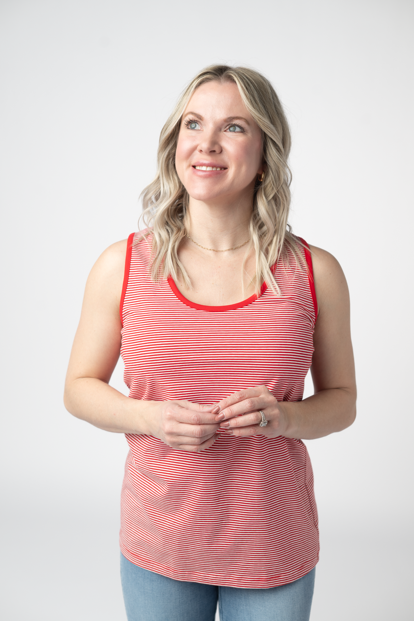 Micro Striped Tank - Red