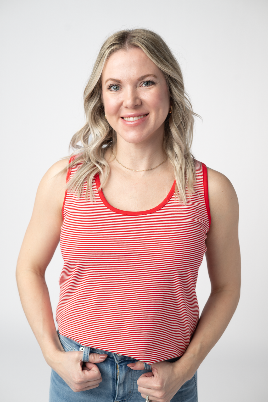 Micro Striped Tank - Red