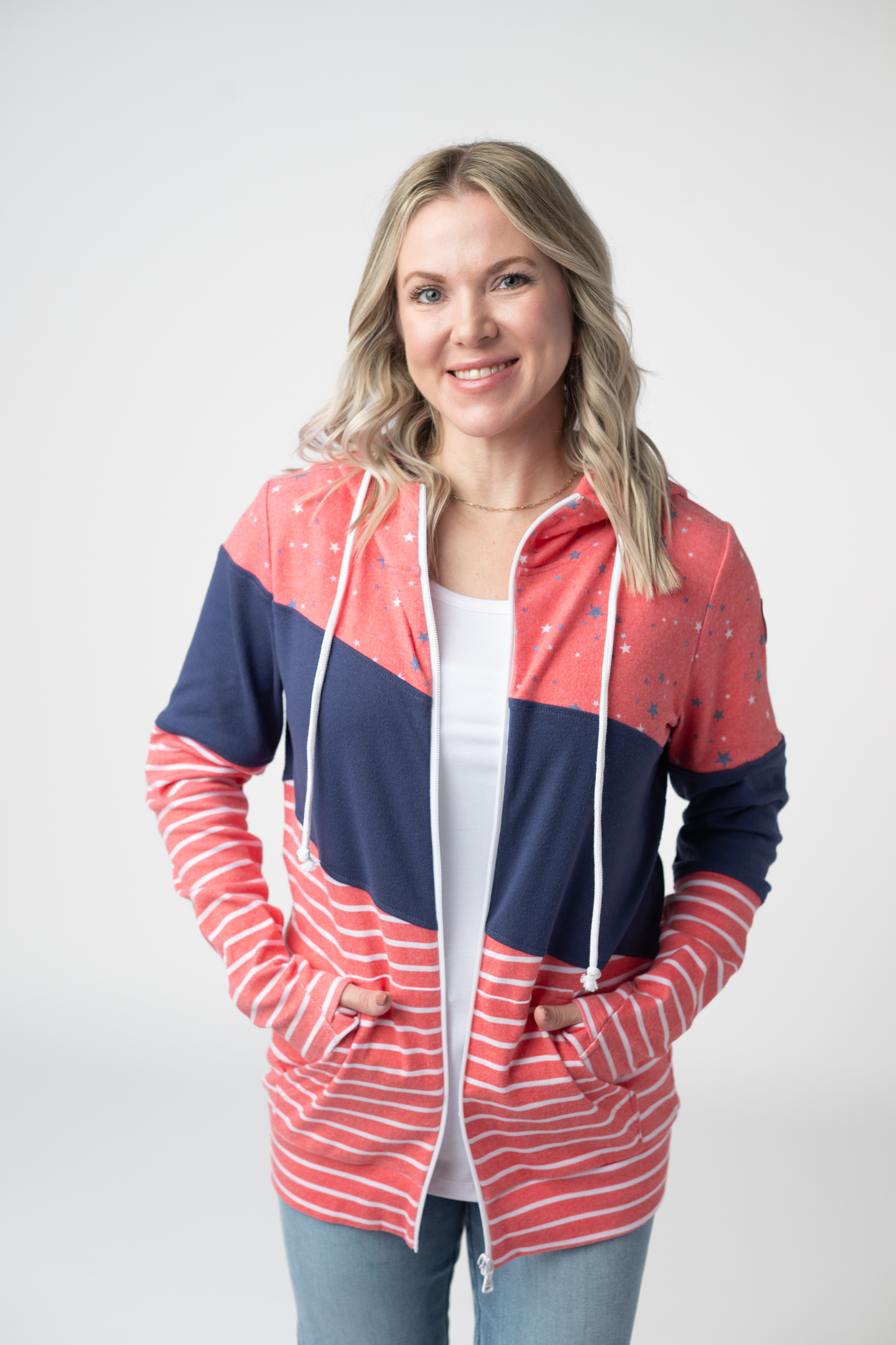 Colorblock Fullzip - Liberty Stars, Navy, and Stripes Trio