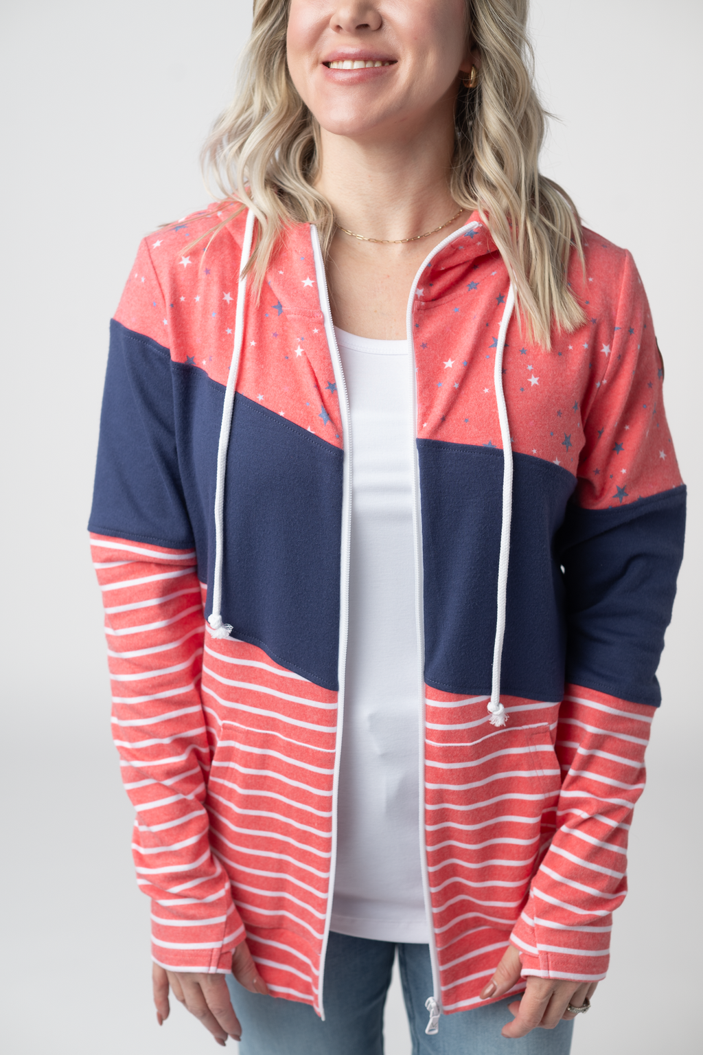 Colorblock Fullzip - Liberty Stars, Navy, and Stripes Trio