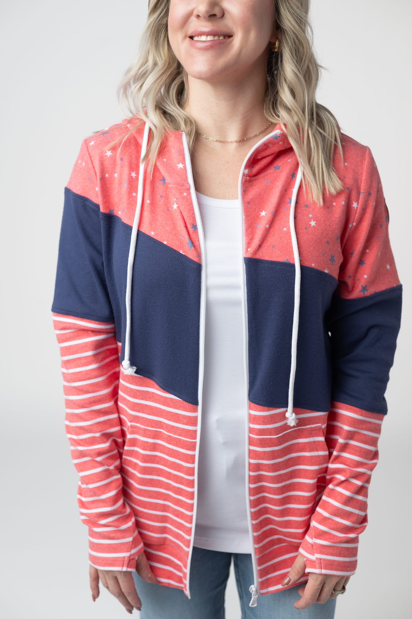 Colorblock Fullzip - Liberty Stars, Navy, and Stripes Trio