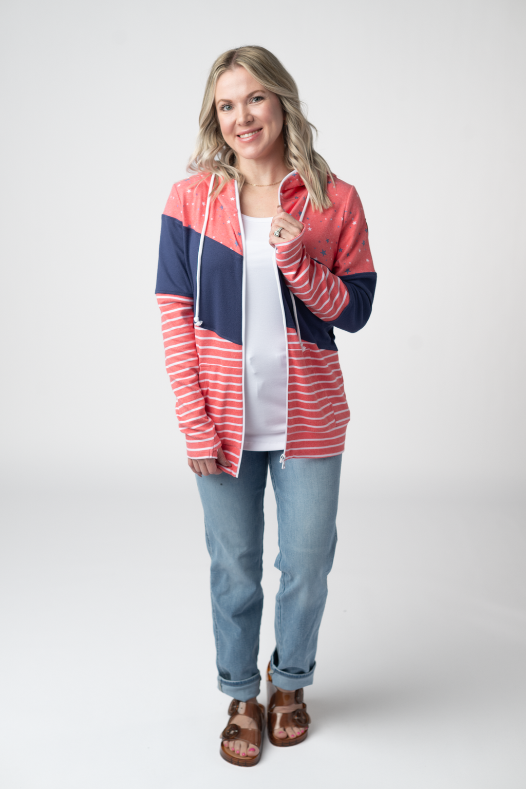 Colorblock Fullzip - Liberty Stars, Navy, and Stripes Trio