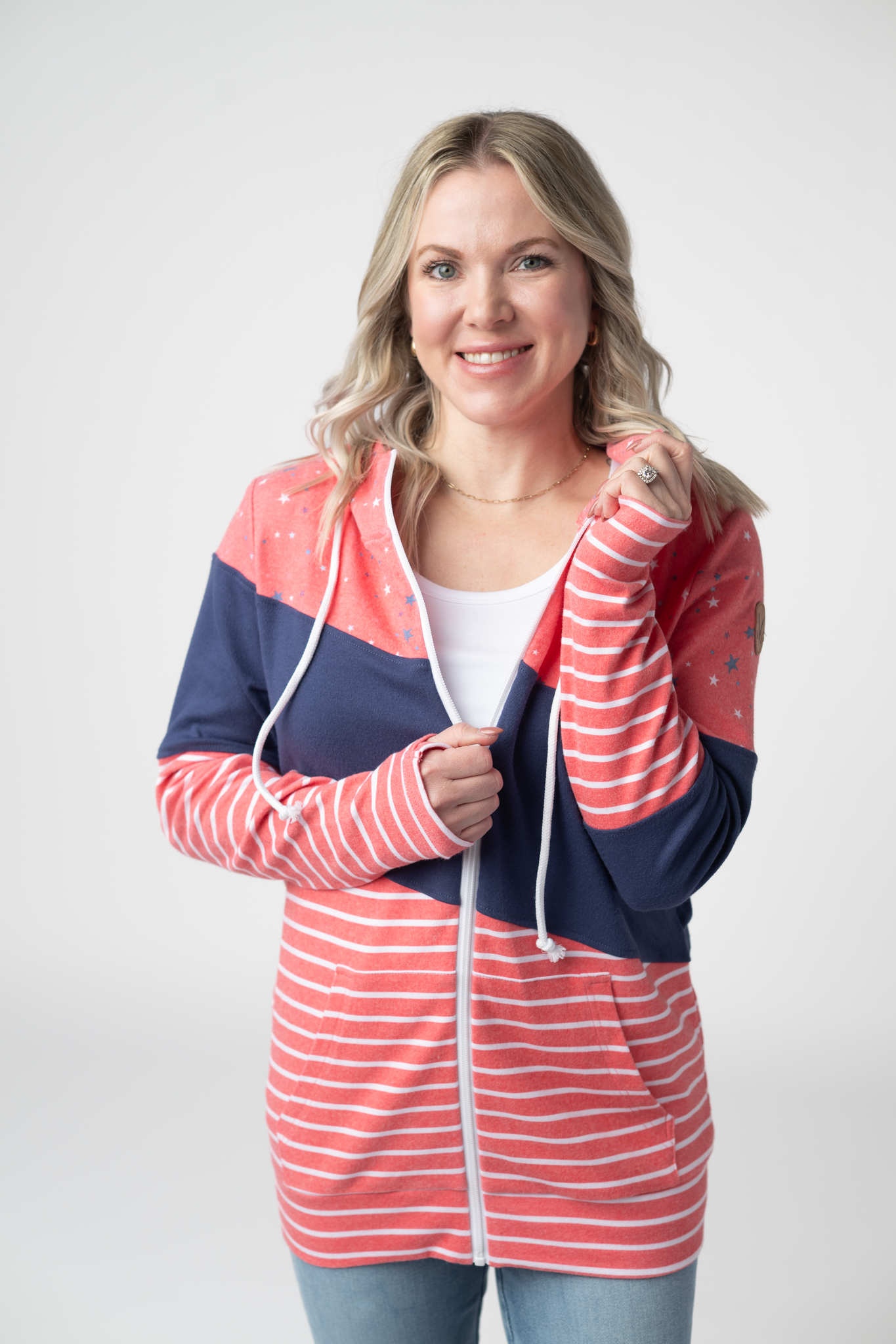Colorblock Fullzip - Liberty Stars, Navy, and Stripes Trio