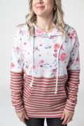 Hailey Pullover Hoodie - Pink Bloom and Stripes