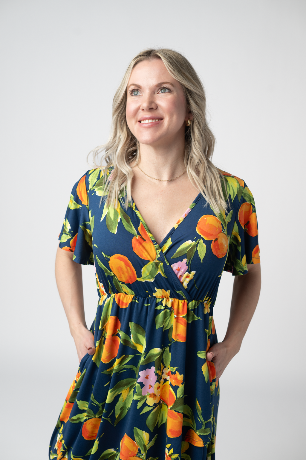 Harley High-Low Dress - Navy Citrus