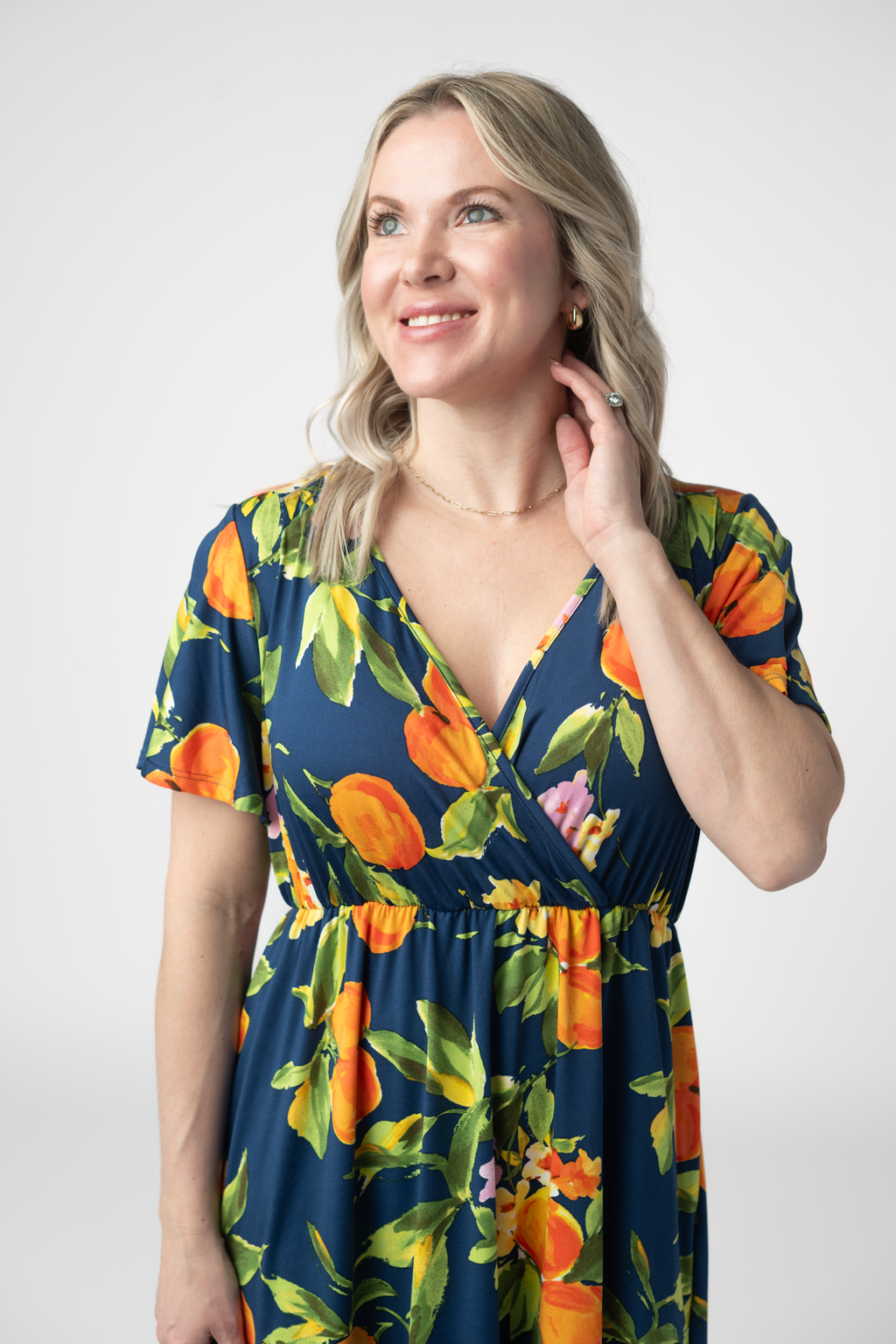 Harley High-Low Dress - Navy Citrus