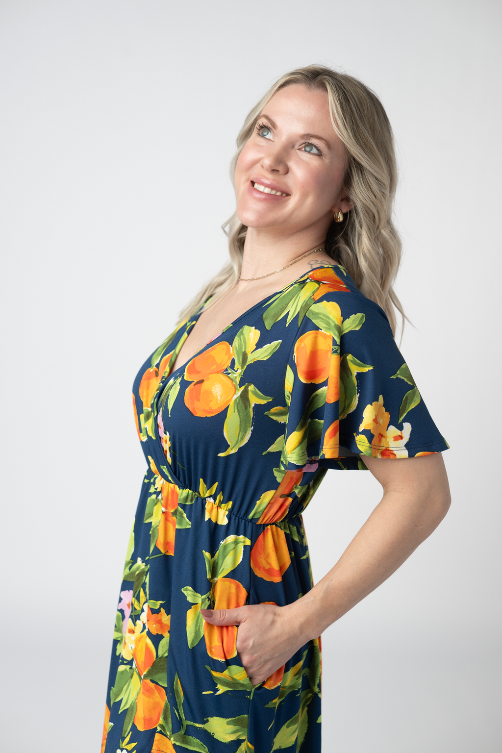 Harley High-Low Dress - Navy Citrus