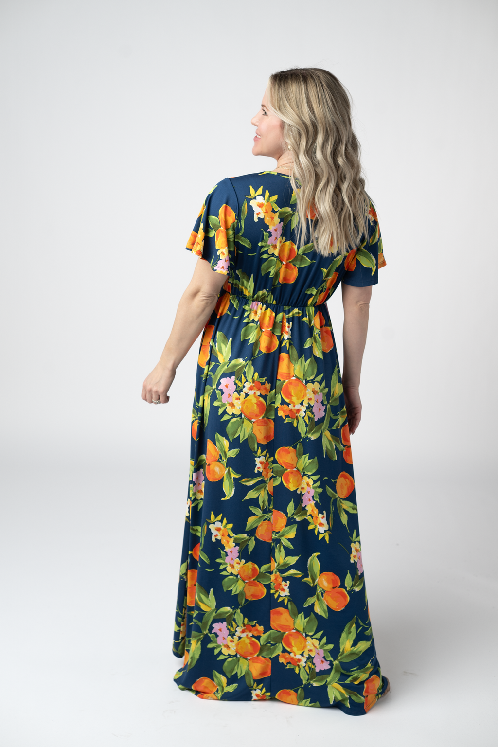 Harley High-Low Dress - Navy Citrus