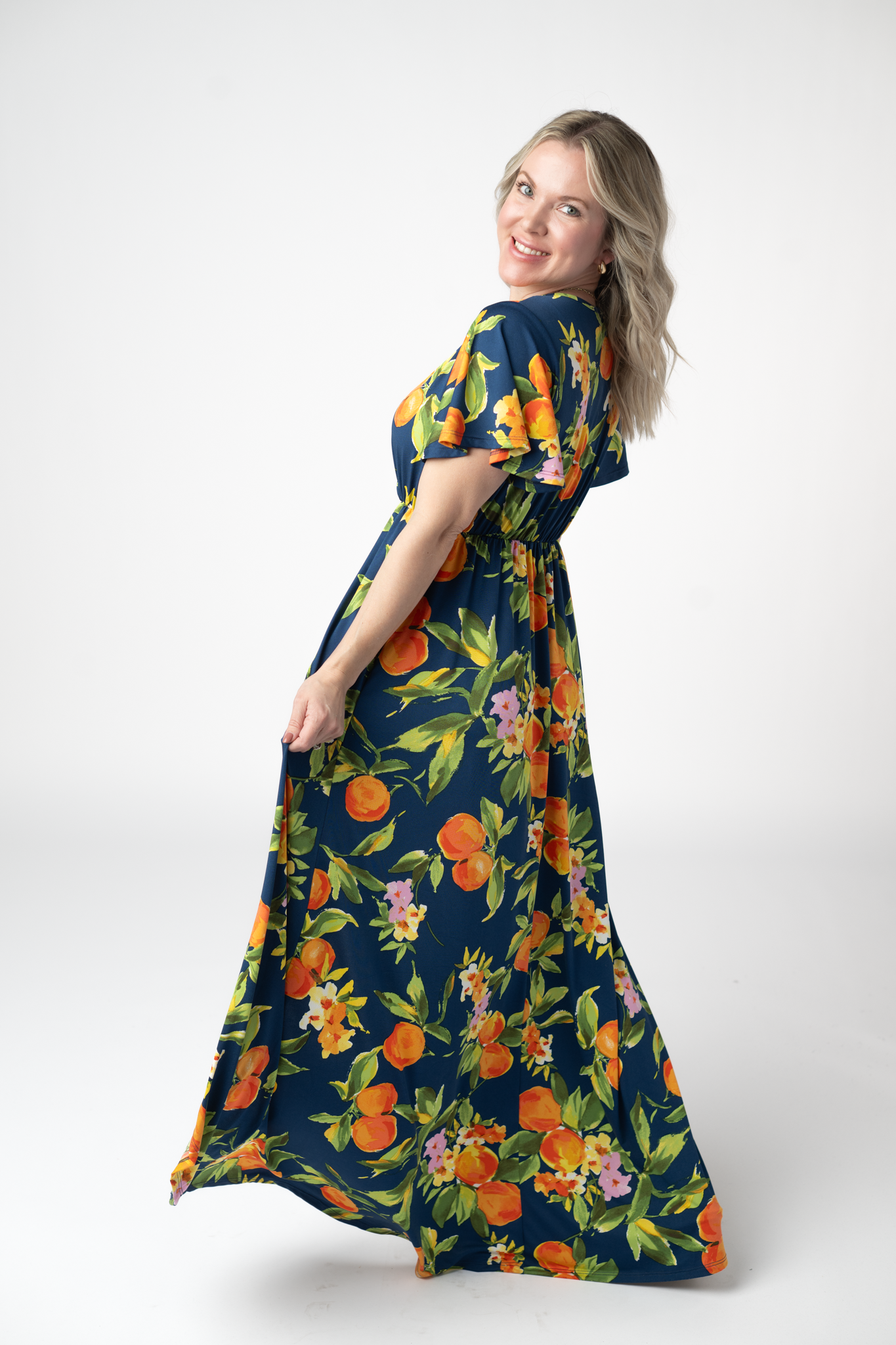 Harley High-Low Dress - Navy Citrus