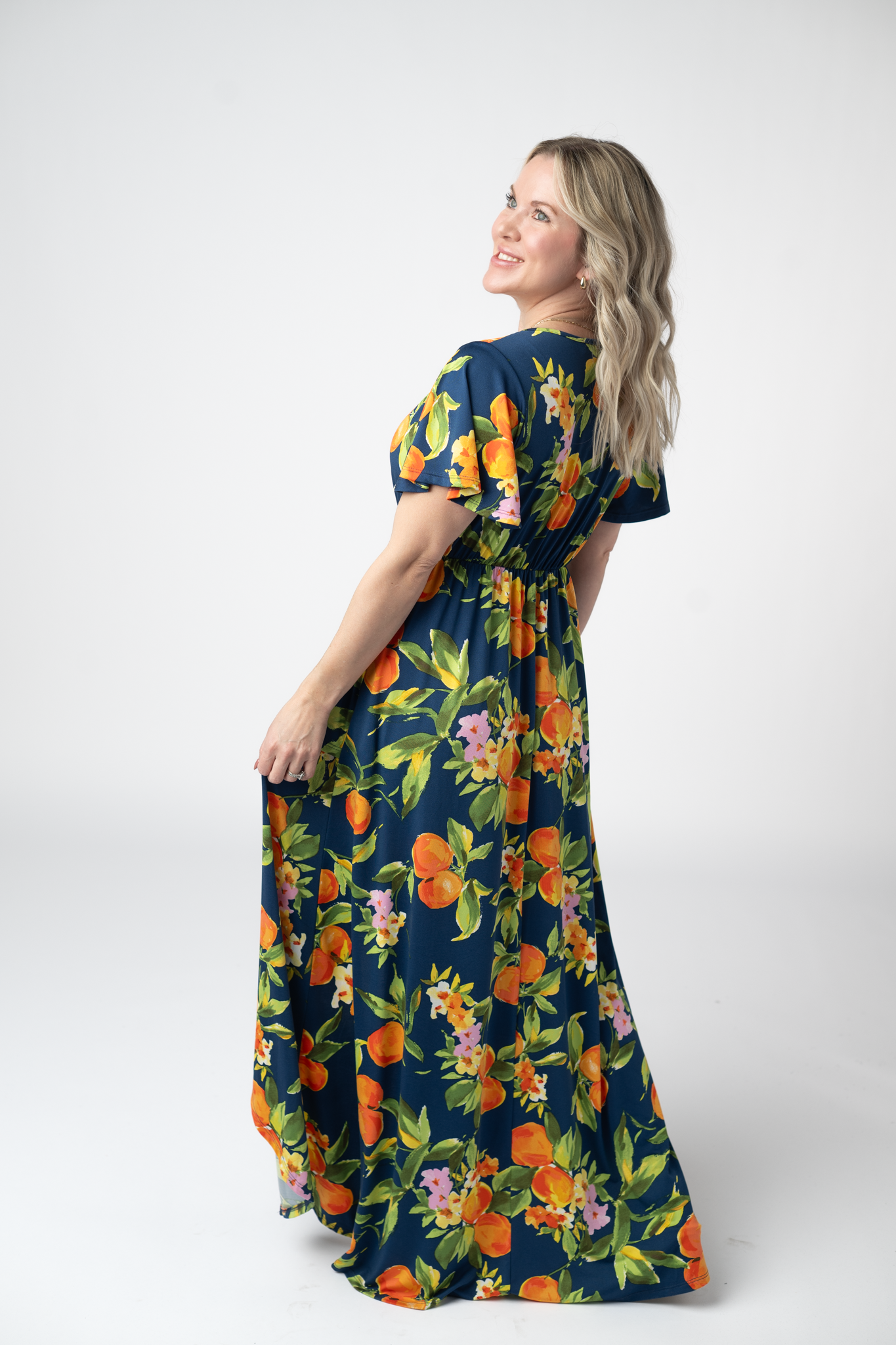 Harley High-Low Dress - Navy Citrus