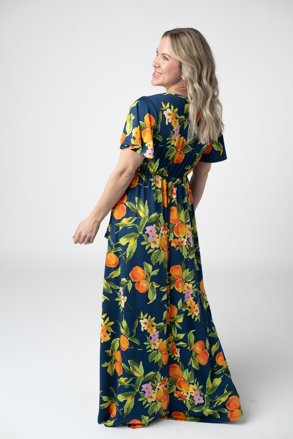 Harley High-Low Dress - Navy Citrus