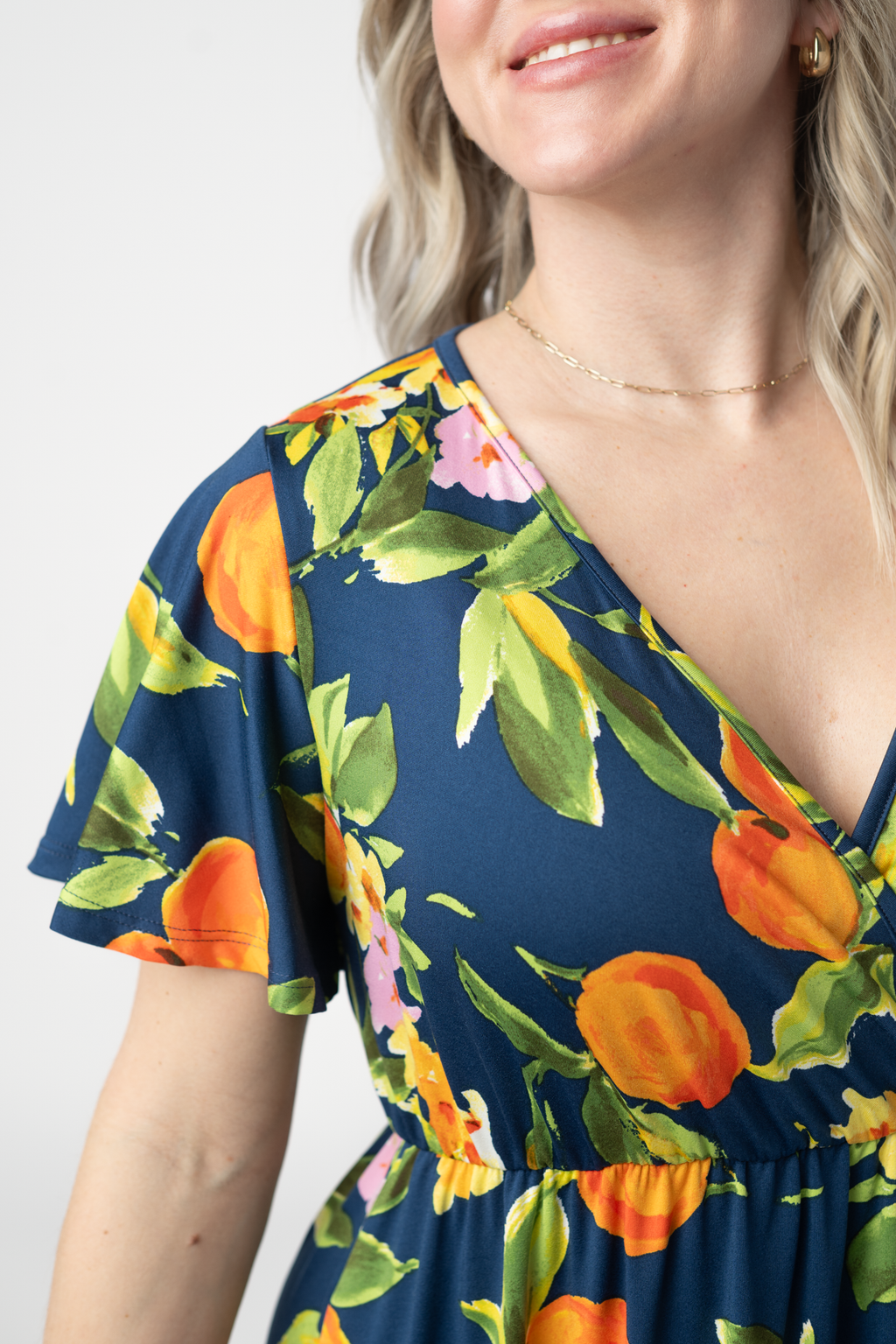 Harley High-Low Dress - Navy Citrus
