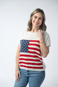 American Flag Open Knit Top