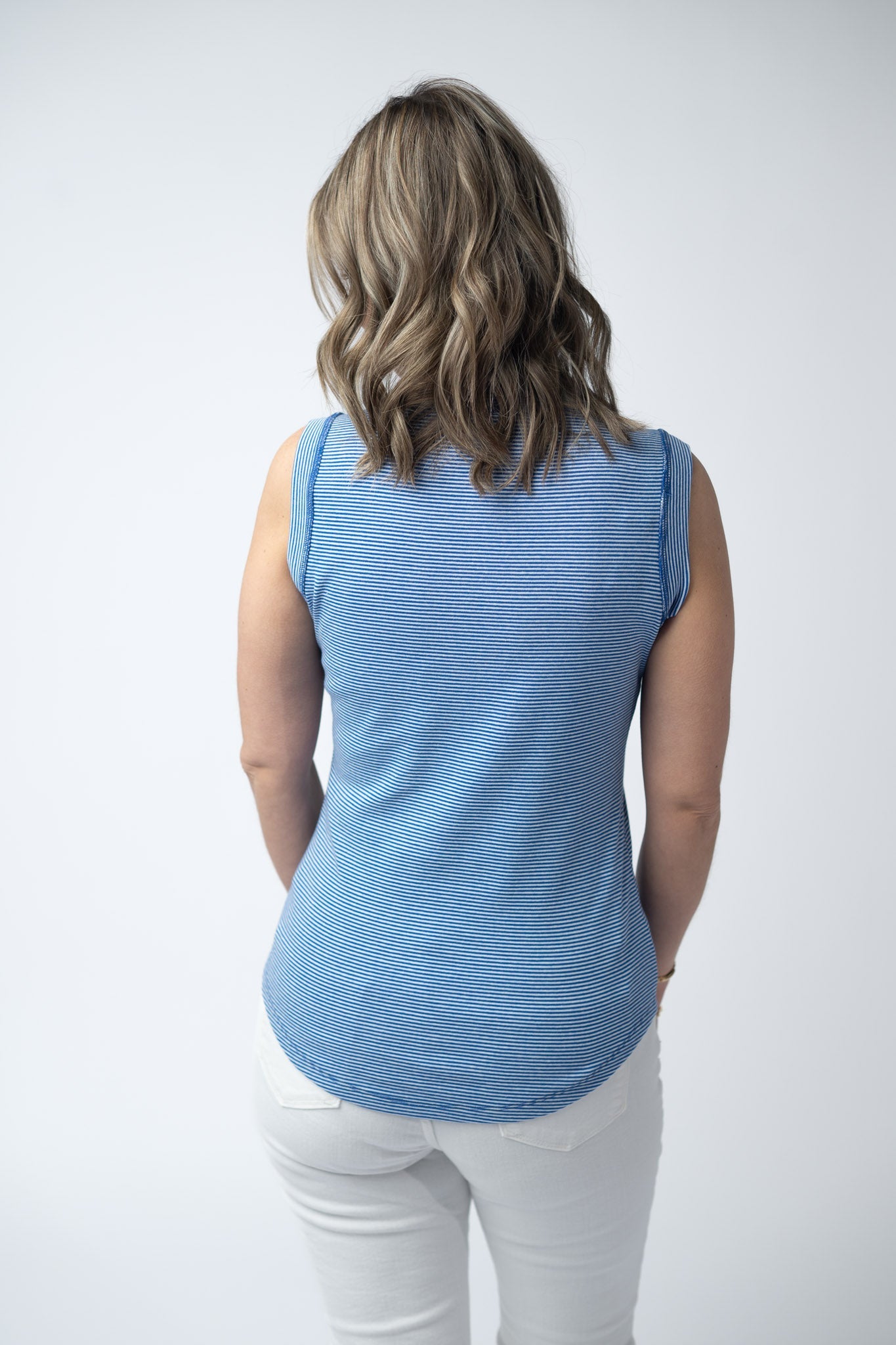 Morgan Micro Striped Tank - Blue
