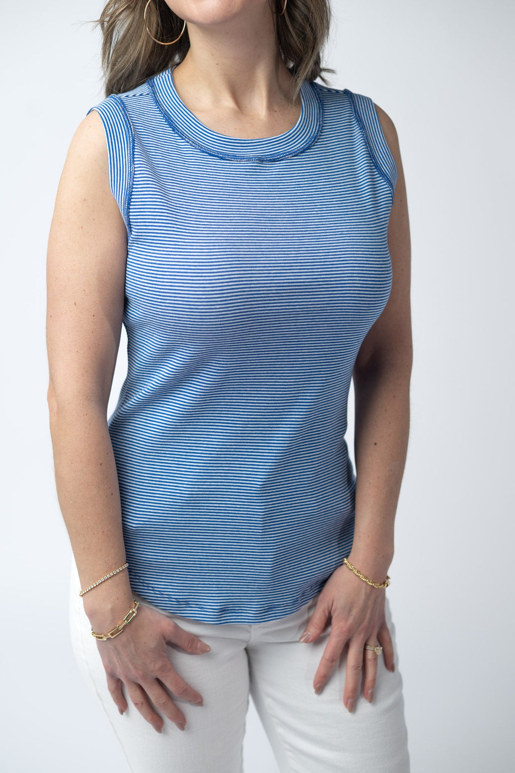 Morgan Micro Striped Tank - Blue