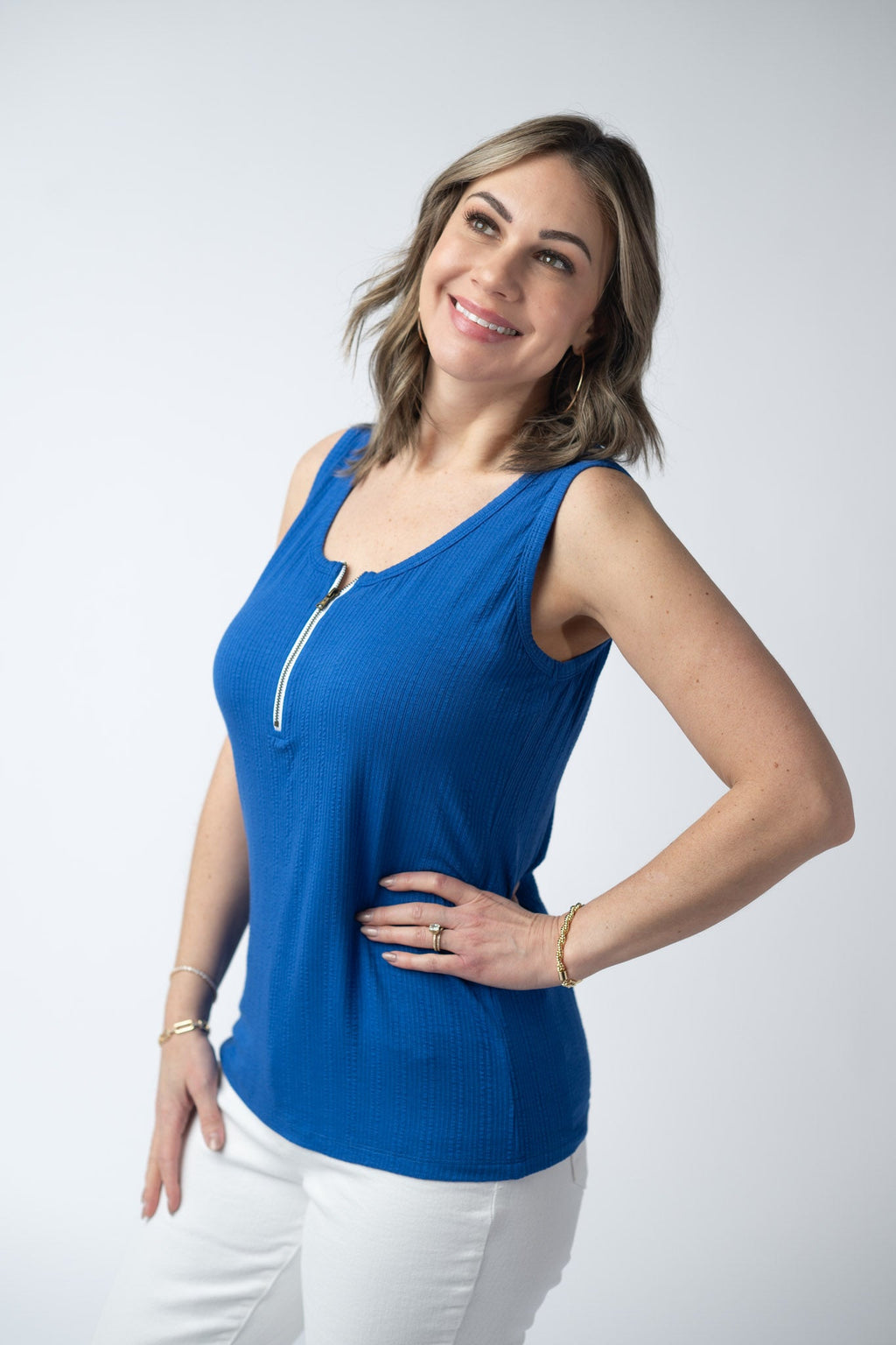 Mila Zipper Tank - Blue