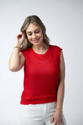 Amaya Open Knit Top - Red