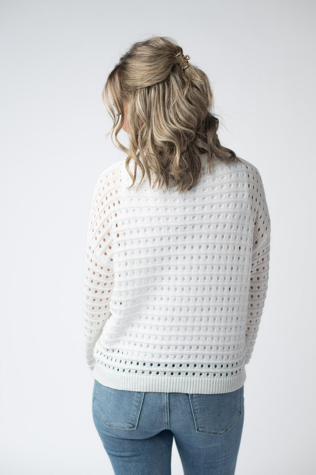 USA Sequin Flag Open Knit Pullover