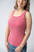 Audrey Vintage Wash Tank - Red