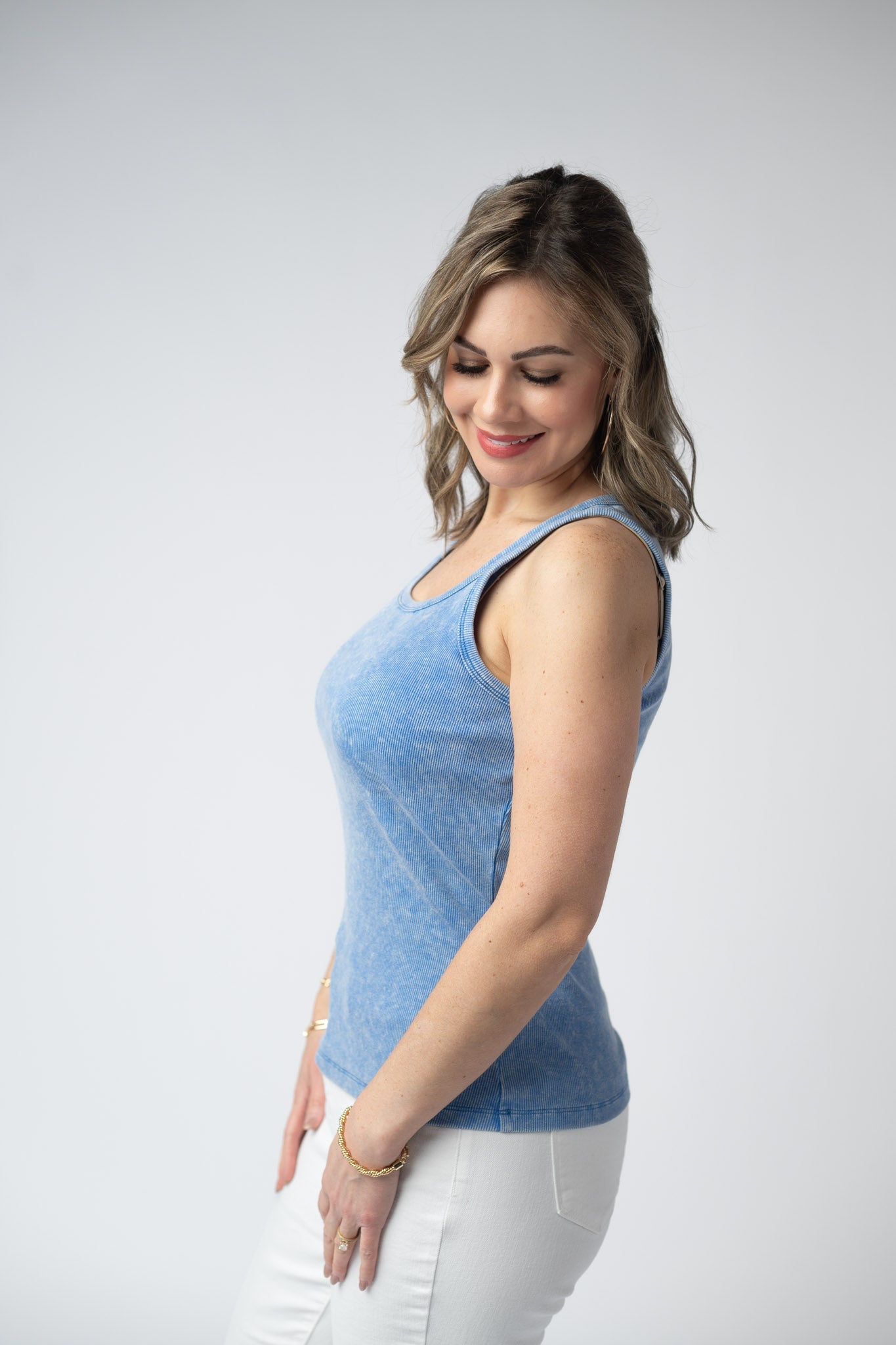 Audrey Vintage Wash Tank - Blue