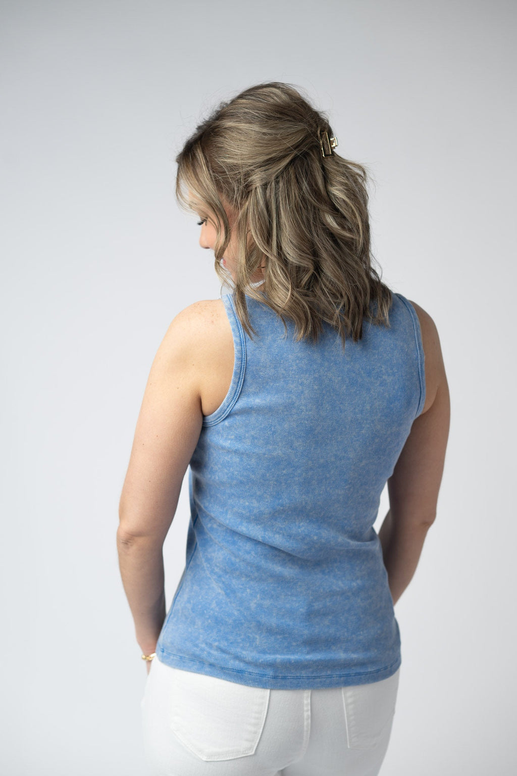 Audrey Vintage Wash Tank - Blue