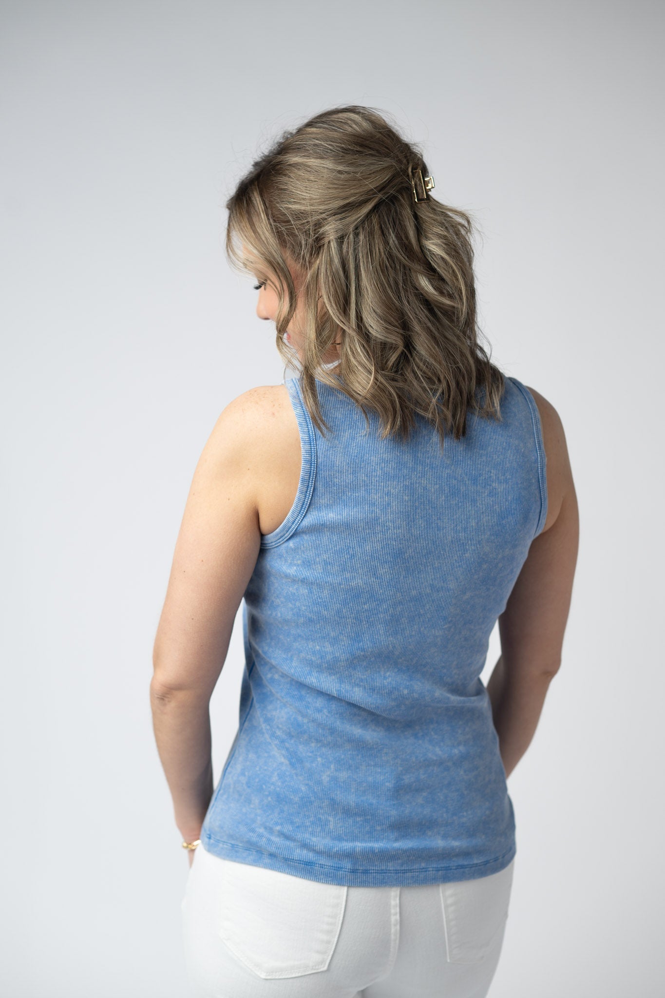 Audrey Vintage Wash Tank - Blue