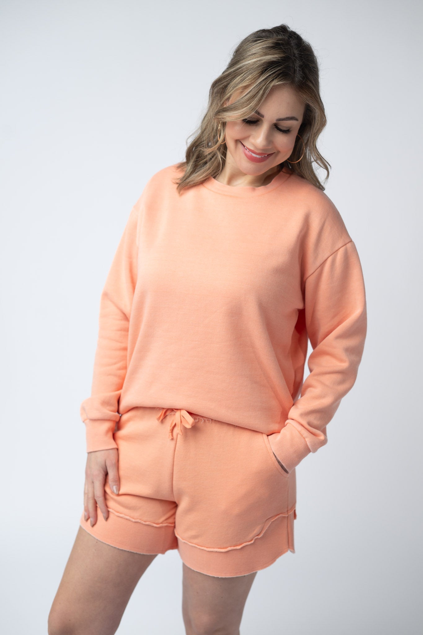 French Terry Stevie Shorts - Spring Peach