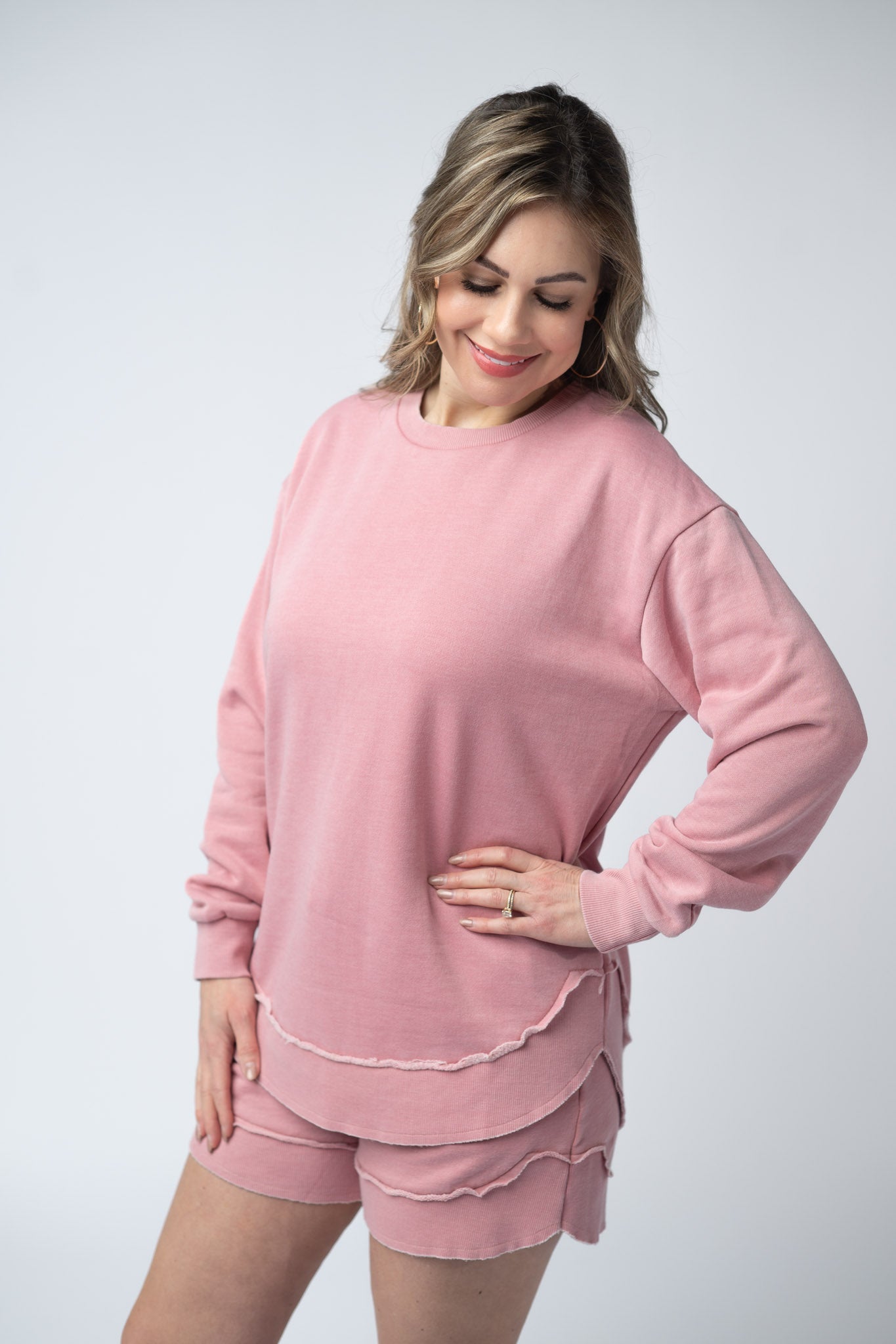 French Terry Stevie Shorts - Dusty Pink