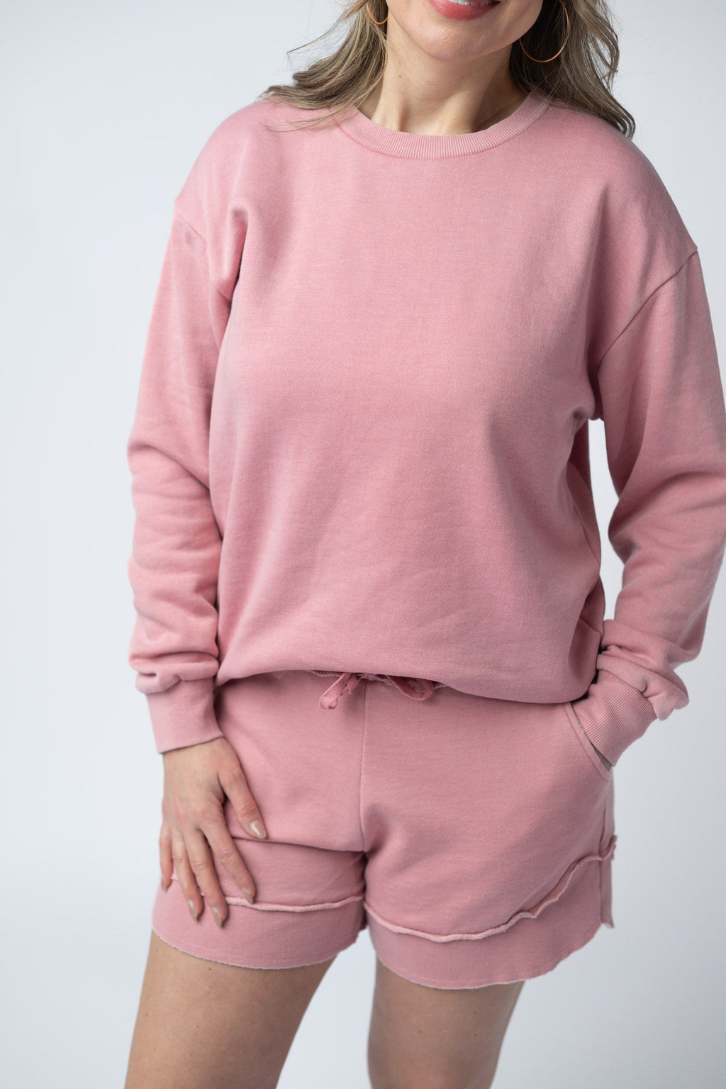 French Terry Stevie Shorts - Dusty Pink