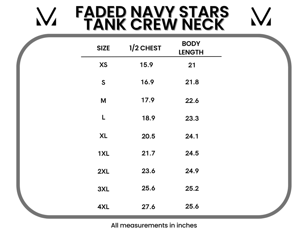 Faded Navy Stars Tank Crew Neck