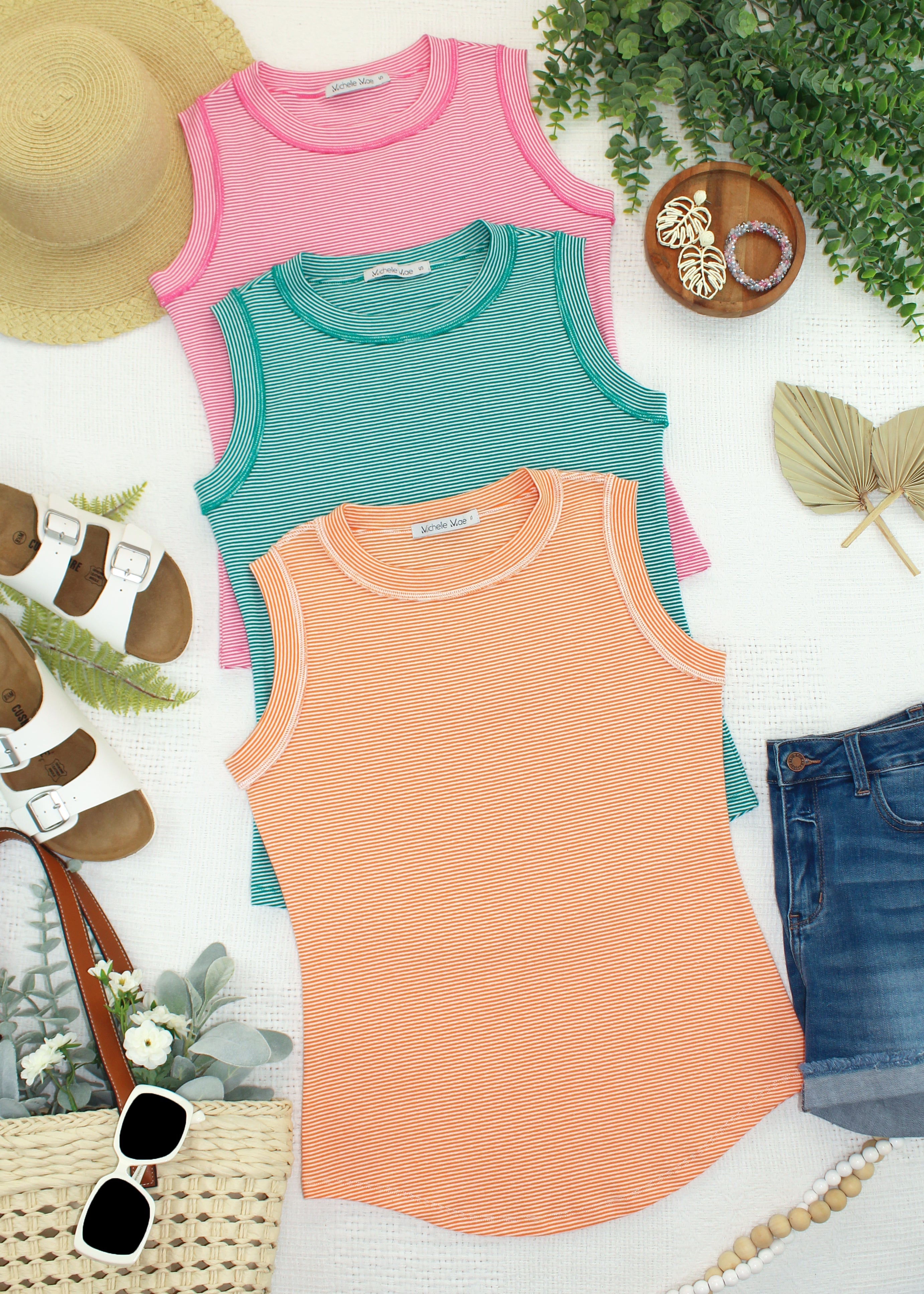 Morgan Micro Striped Tank - Jade