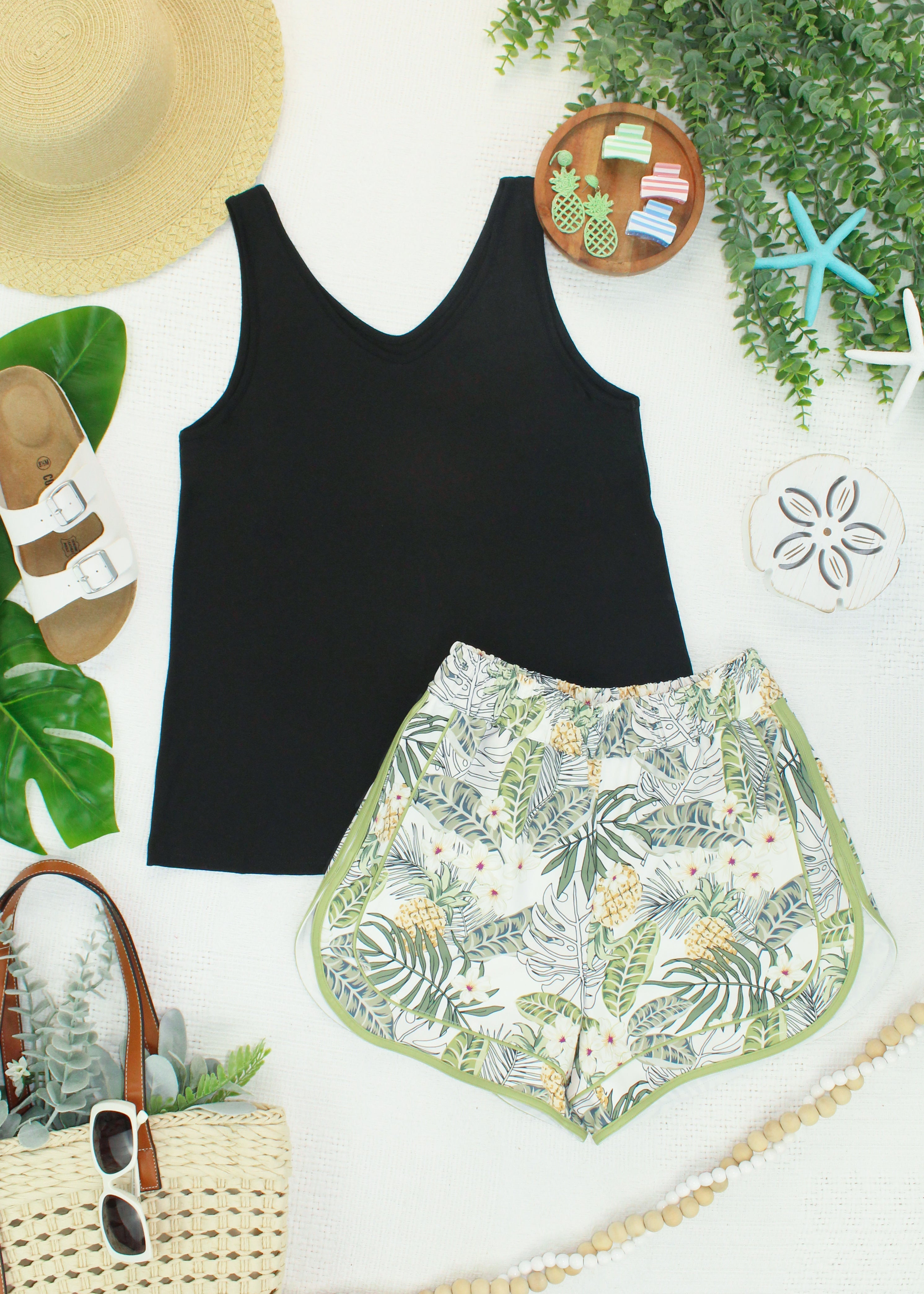 Vera V Neck Tank - Black