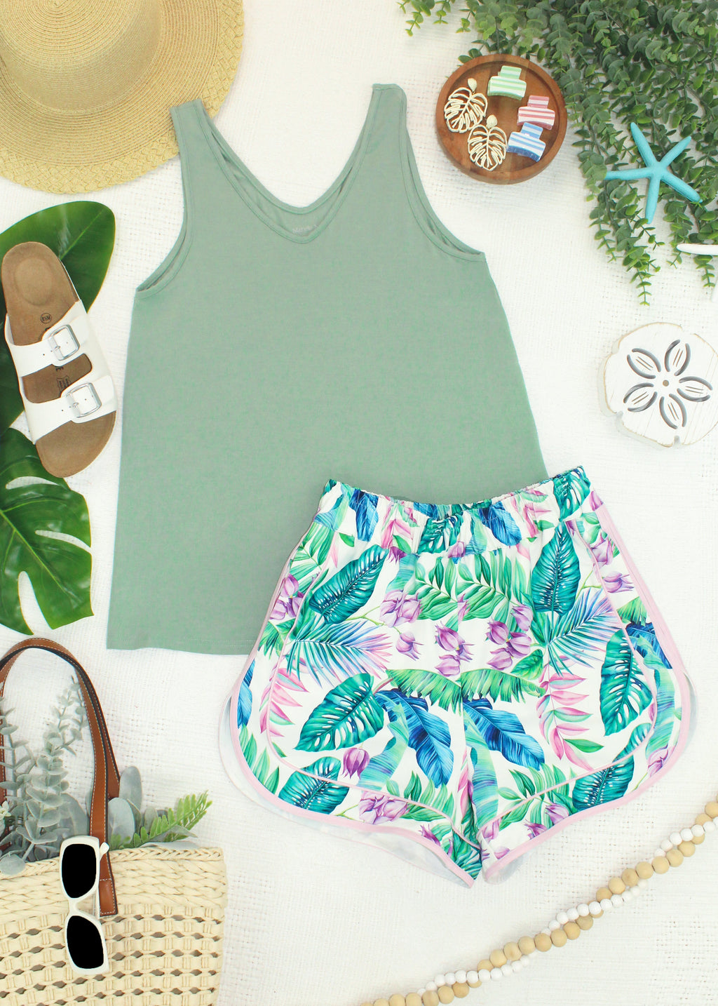 Vera V Neck Tank - Sage