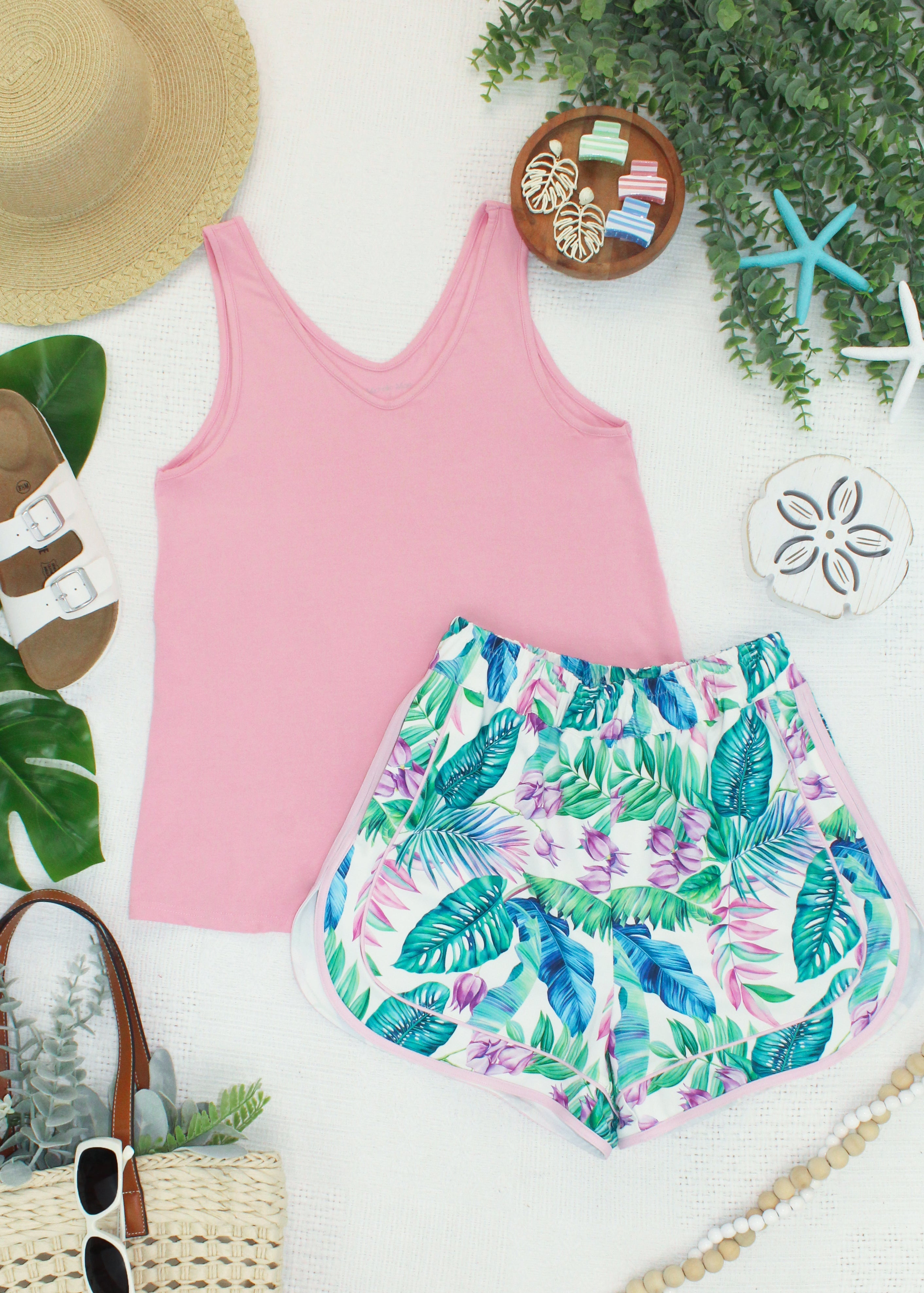 Vera V Neck Tank - Pink