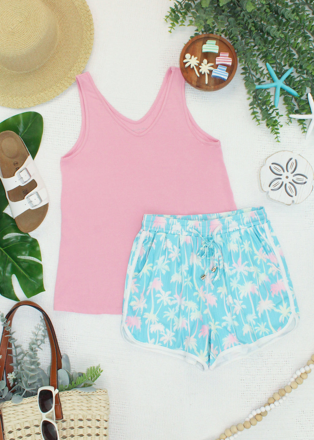 Vera V Neck Tank - Pink
