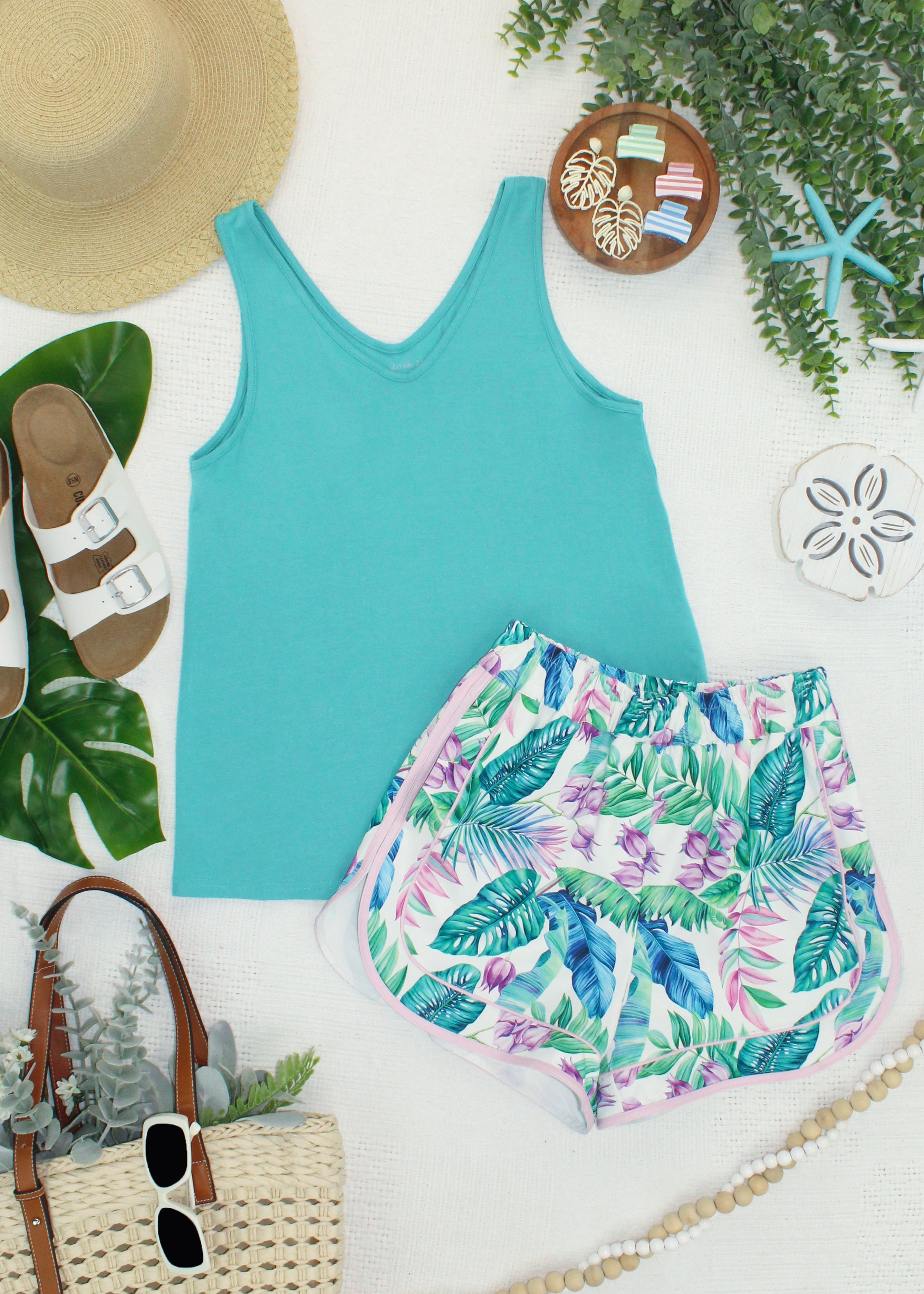 Vera V Neck Tank - Teal