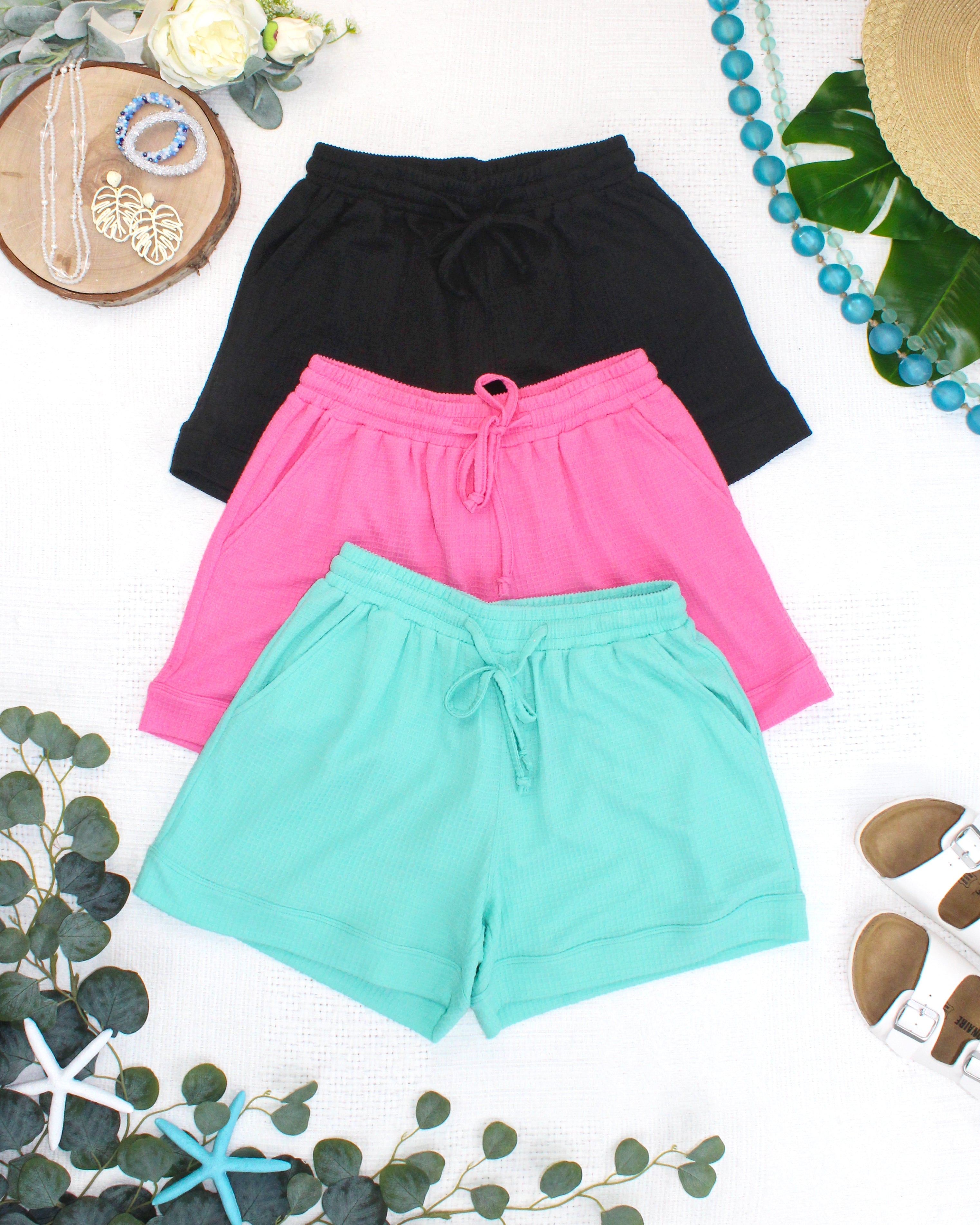 Weslie Waffle Shorts - Black