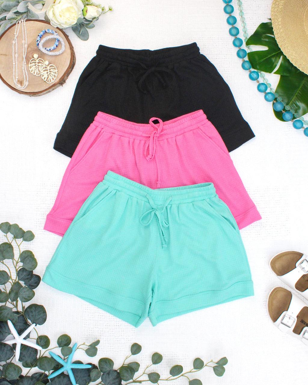 Weslie Waffle Shorts - Turquoise