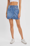 Whitney Wrap Denim Mini Skirt