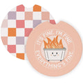 I'm Fine Dumpster Checkers - Car Coasters
