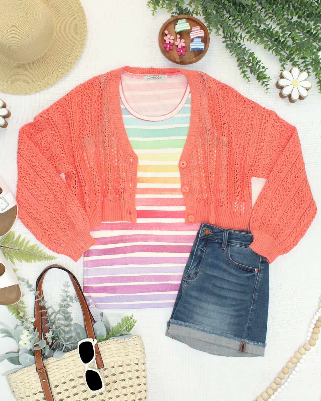 Callie Cropped Cardigan - Melon