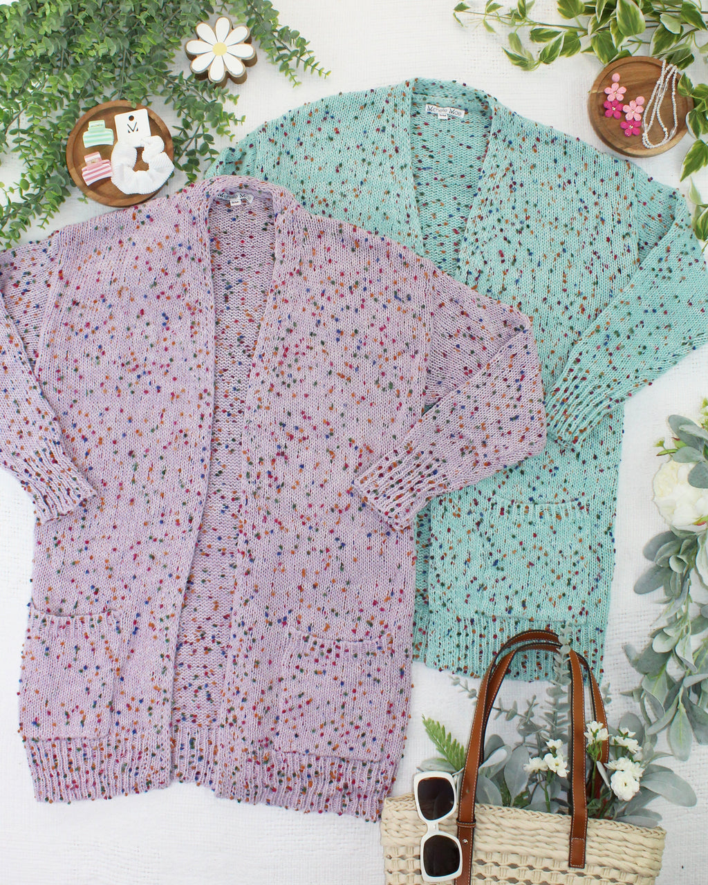 Carly Confetti Dot Cardigan - Lavender