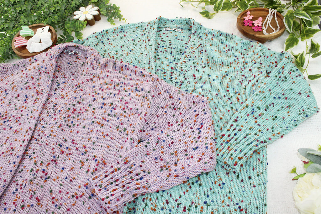 Carly Confetti Dot Cardigan - Aqua Blue