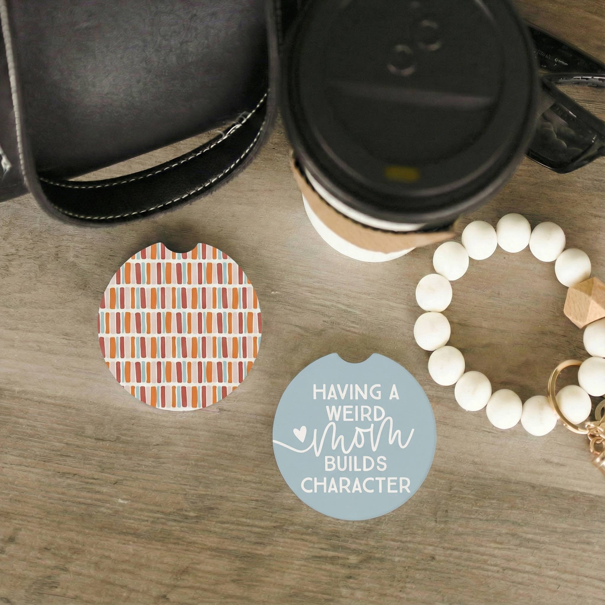 Weird Mom Stripes - Car Coasters