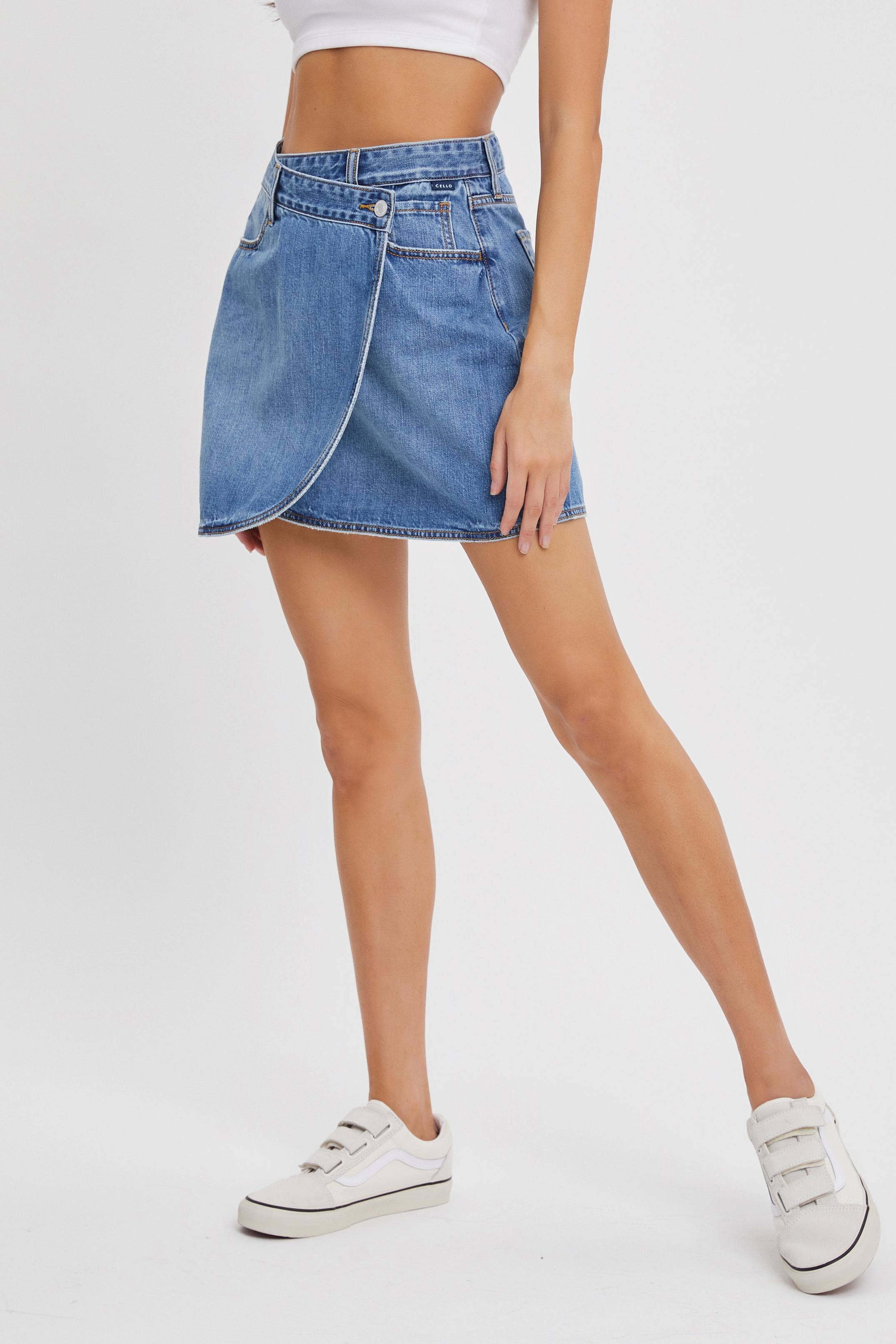 Whitney Wrap Denim Mini Skirt
