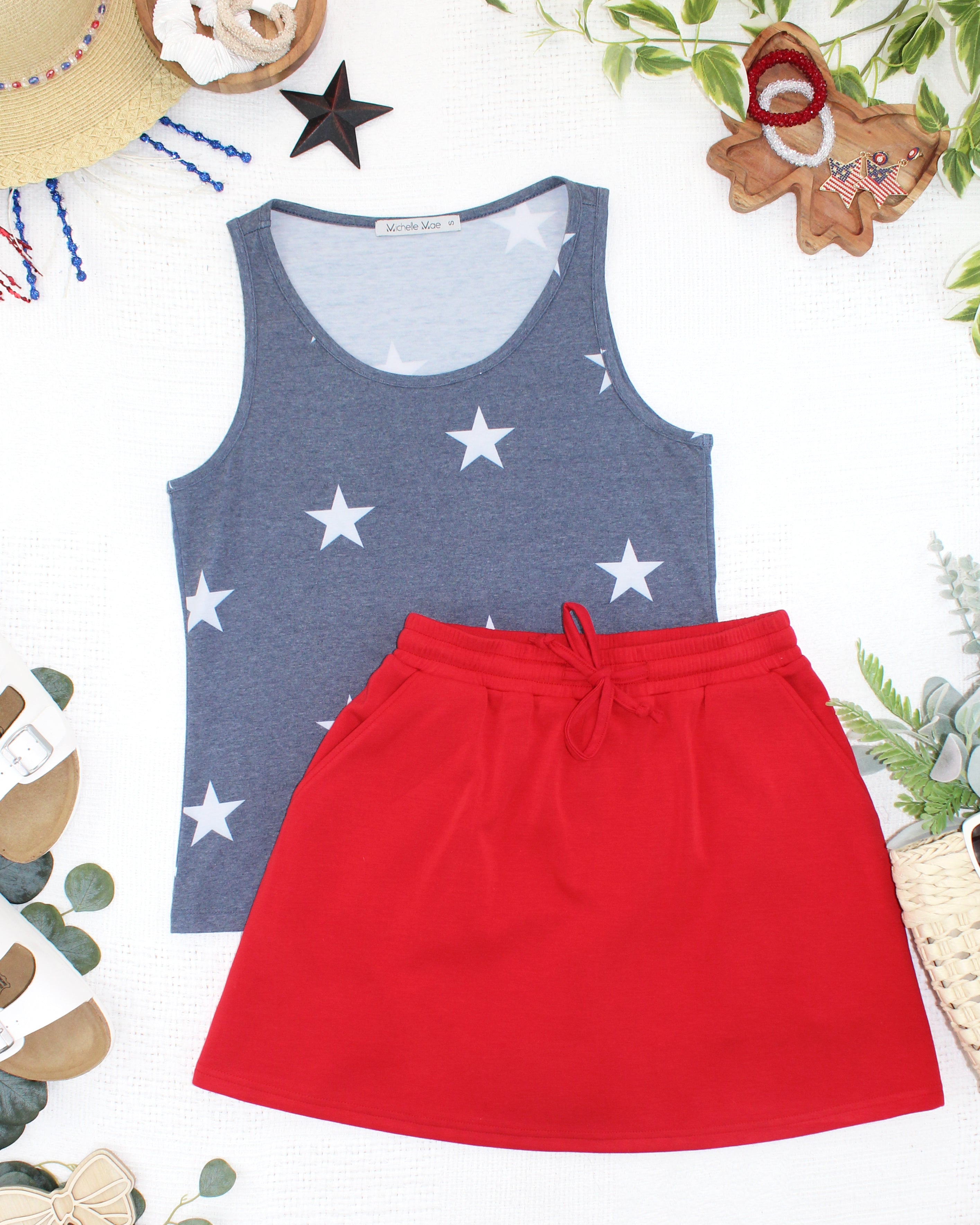 Faded Navy Stars Tank Crew Neck
