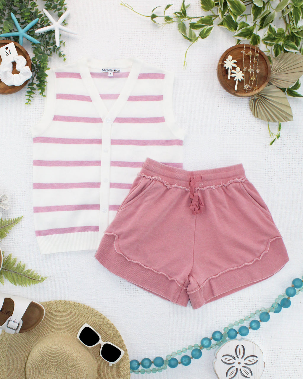 French Terry Stevie Shorts - Dusty Pink